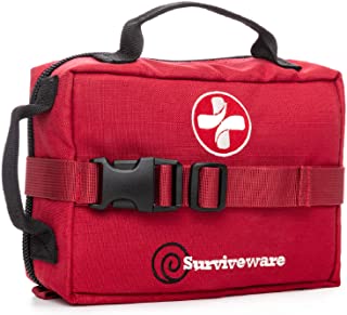 Surviveware Survival First Aid Kit for Outdoor Preparedness - Comes with Removable MOLLE Compatible System and Labeled Com...