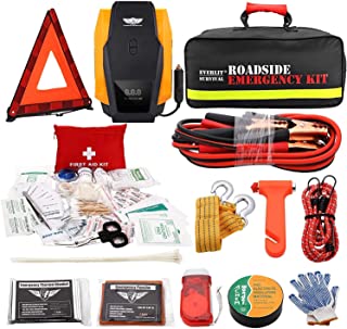 EVERLIT Roadside Assistance Kit, Car Emergency Kit Assistance Car Kit with Digital Air Compressor, 12FT Jumper Cable, Tow ...