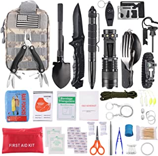 MSTROL Emergency Survival Gear Kit Equipment, Men Military Tactical First Aid Survival Kit Supplies with Molle Pouch for O...