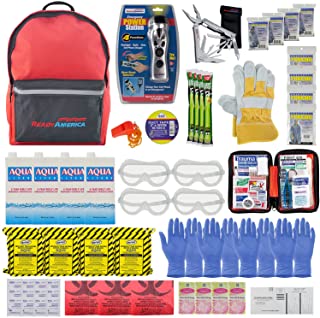 Ready America 72 Hour Deluxe Emergency Kit, 4-Person 3-Day Backpack, First Aid Kit, Survival Blanket, Power Station, Emerg...