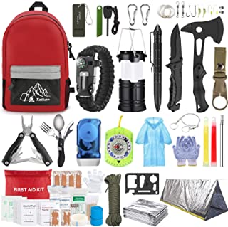 Emergency Survival Kit, 151 Pcs Survival Gear First Aid Kit, Outdoor Trauma Bag with Tactical Flashlight Knife Pliers Pen ...