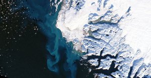 Meltwater from Greenland glaciers like the one pictured can contribute significantly to sea level rise. Sentinel-6 Michael Freilich monitors the height of Earth’s oceans so that researchers can better understand the amount and rate of sea level rise.