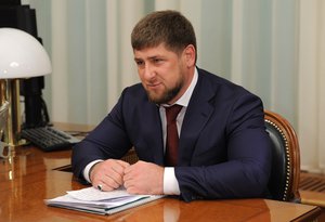 Head of the Chechen Republic Ramzan Kadyrov at a meeting with Prime Minister of the Russian Federation V.V. Putin