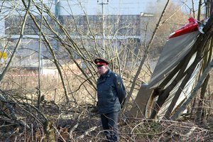 Fragments of TU-154 the Polish president at the crash site in Smolensk. Part of wing