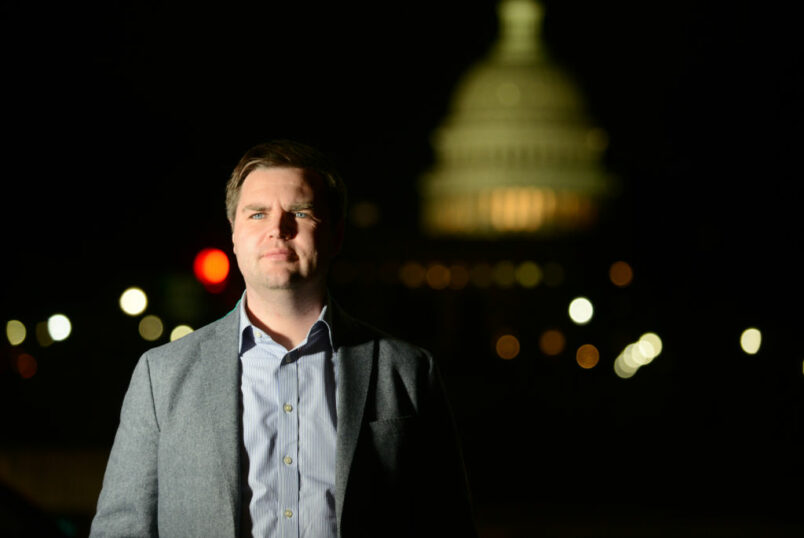 WASHINGTON, DC – JANUARY 27: J.D. Vance, author of the book "Hillbilly Elegy," poses for a portrait photograph near the US Capitol building in Washington, D.C., January 27, 2017. Vance has become the nation's go-to angry, white, rural translator. The book has sold almost half a million copies since late June. Vance, a product of rural Ohio, a former Marine and Yale School grad, has the nation's top-selling book. He'