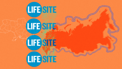 LifeSiteNews logo on top of map of Ukraine