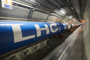 File - The world’s largest particle accelerator, the Large Hadron Collider (LHC), has restarted after 3 years of maintenance. The image shows LHC dipole magnets in the tunnel.