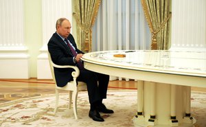 File - Vladimir Putin held talks in the Kremlin with President of the Republic of Azerbaijan Ilham Aliyev, who is on an official visit to Russia