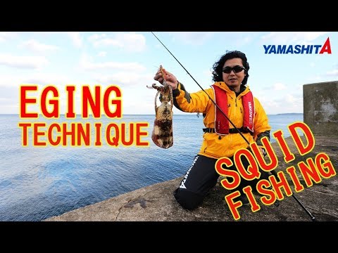 YAMASHITA "How to catch SQUID" explained.SQUID Fishing  (EGING) from shore,Jetty