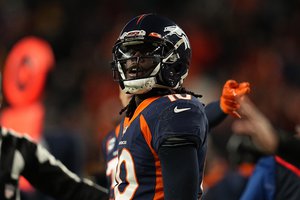 Denver Broncos wide receiver Jerry Jeudy (10) looks on against the Kansas City Chiefs during an NFL football game Saturday, Jan. 8, 2022, in Denver.