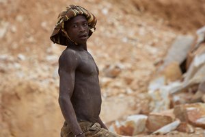 Open pit mining quarry in the Central African Republic