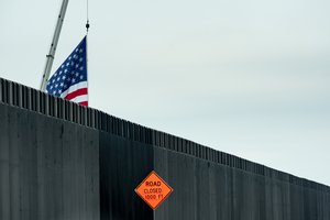 President Donald J. Trump arrives at a border wall site near the Texas-Mexico border near Alamo, Texas, Tuesday, Jan. 12, 2021, and is greeted by border patrol agents and guests