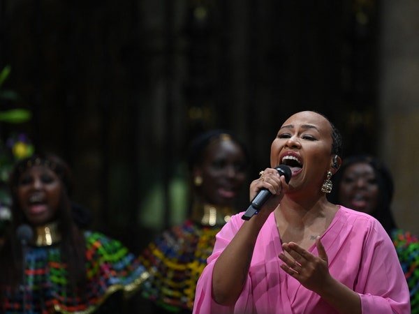 Emeli Sand performs at Westminster Abbey in London on March 14 2022.