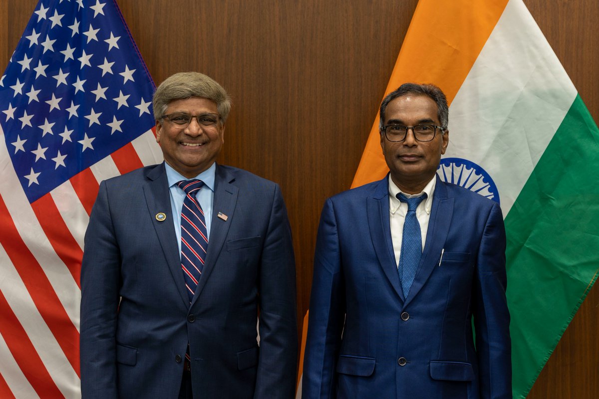 NSF Director Panchanathan next to Srivari Chandrasekhar, Secretary of the Department of Science and Technology, India. 
