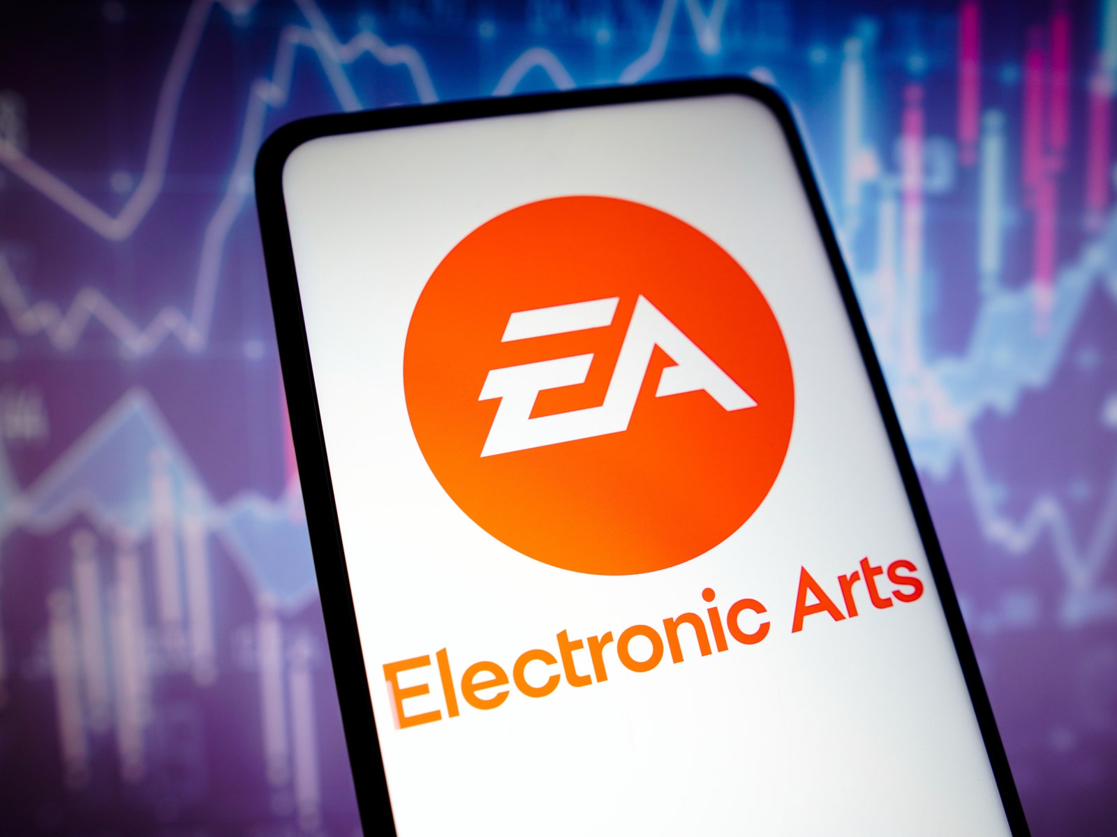 In this photo illustration the Electronic Arts Inc.  logo seen displayed on a smartphone screen