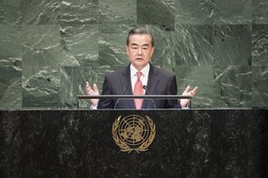 Wang Yi, State Councilor and Minister for Foreign Affairs of the People’s Republic of China, addresses the general debate of the General Assembly’s seventy-third session, 28 September, 2018.