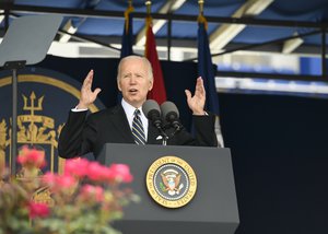 ANNAPOLIS, Md. (May 27, 2022) President Joe Biden Jr. delivers the graduation address as the guest speaker during the U.S. Naval Academy's Class of 2022 graduation and commissioning ceremony at Navy-Marine Corps Memorial Stadium.