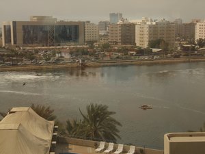 Big administrative building and accomodations in Saudi Arabia - lakes -, port