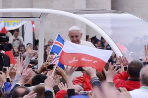 Rome, Vatican 27 April: Images captured in Saint Peters Square of the Faithful of the Canonizations of Saint John XXIII and Saint John Paul II