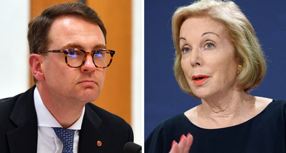 Liberal Senator Andrew Bragg and ABC chair Ita Buttrose (Image: AAP/Mick Tsikas/ABC)