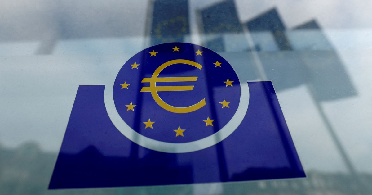 The European Central Bank (ECB) logo in Frankfurt, Germany, January 23, 2020. REUTERS/Ralph Orlowski/File Photo