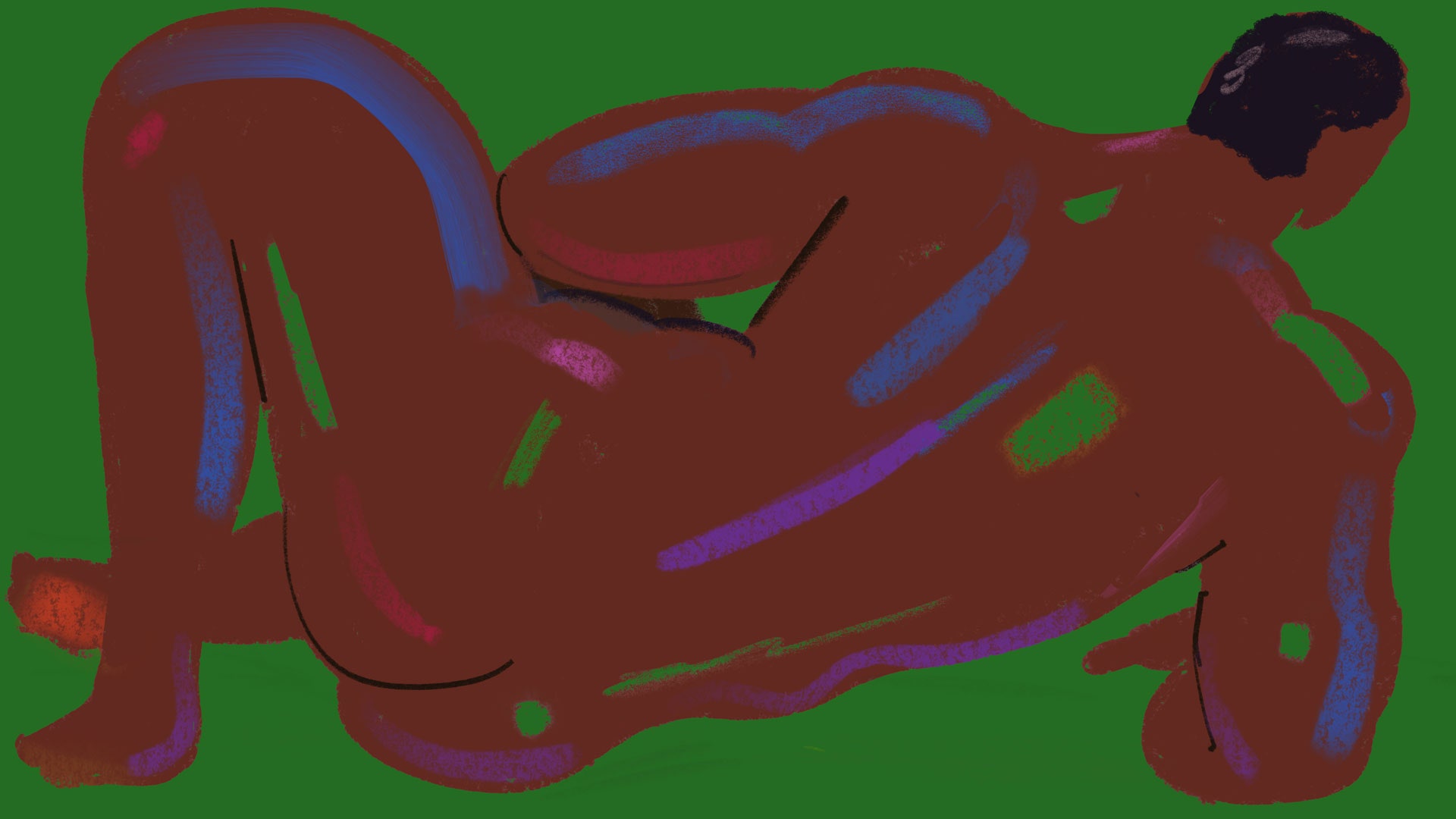 illustration of a nude figure lying on their side.