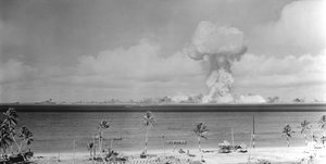 File - The atomic cloud during the "Able" nuclear test at the Bikini atoll, 1 July 1946.