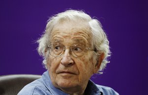 In this Saturday, Oct. 20, 2012, file photo, Jewish-American scholar and activist Noam Chomsky attends a conference at the Islamic University in Gaza City.