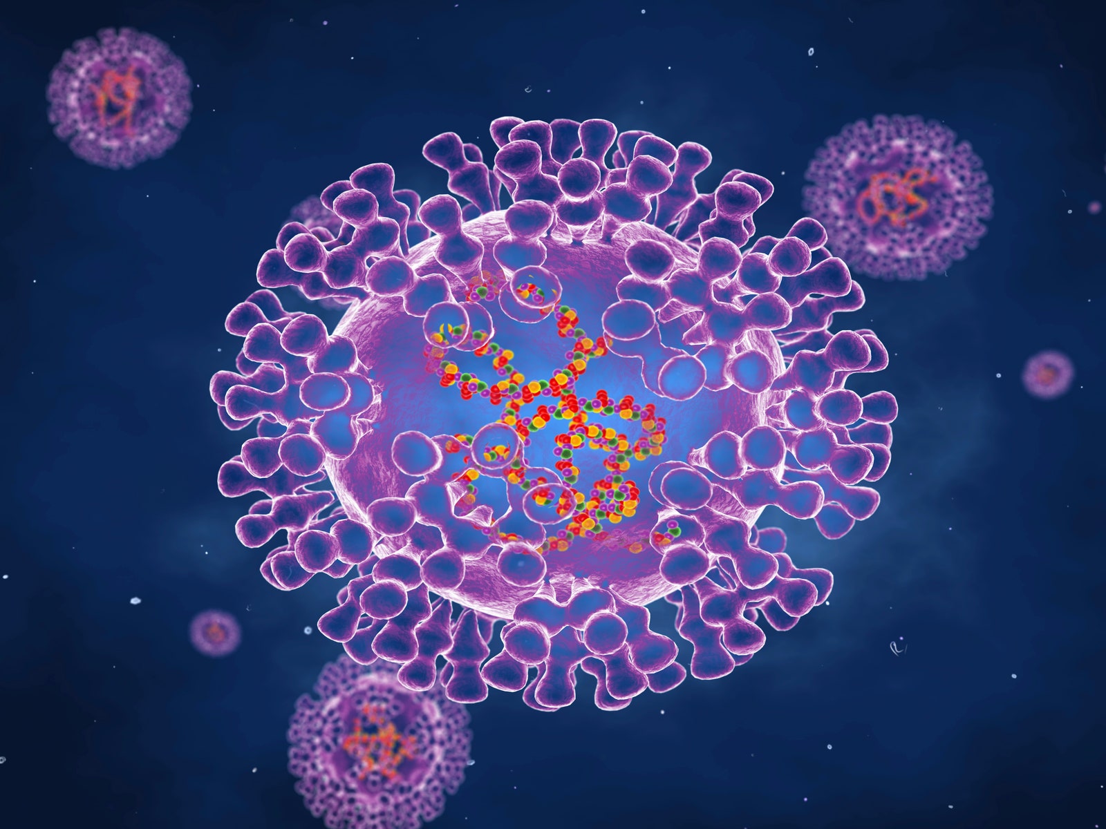 Pox virus illustration. Pox viruses are oval shaped and have doublestrand DNA. There are many types of Pox virus...