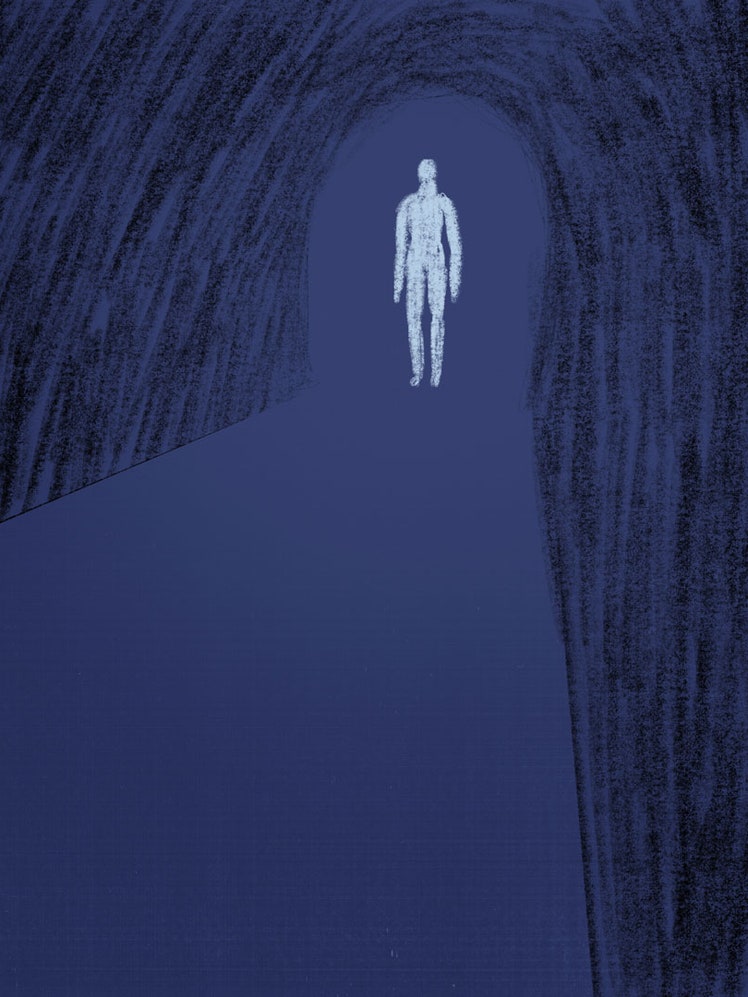 illustration of two figures at opposite ends of a tunnel.