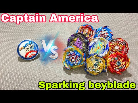 Captain America Vs All Sparking Beyblades Fight | 30gm vs 75gm beyblade