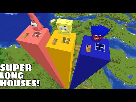 I found SUPER LONG HOUSE OF SPONGEBOB PATRICK AND HUGGY in Minecraft - Gameplay - Coffin Meme