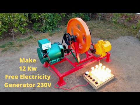 Make 12 Kw Free Energy From 12Kw Alternator And 3 Hp Motor Free Electricity Generator 230V