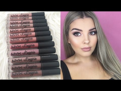 NYX Lingerie Liquid Lipstick Swatches ♡ All 12 ♡ Jasmine Hand