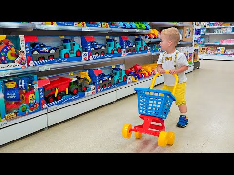 Little Chris pretend play with toys - best videos with small brother