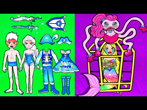 Don't Make The Mermaid Cry! - Good Elsa VS Sinister Mommy Long Legs | Paper Dolls Story Animation