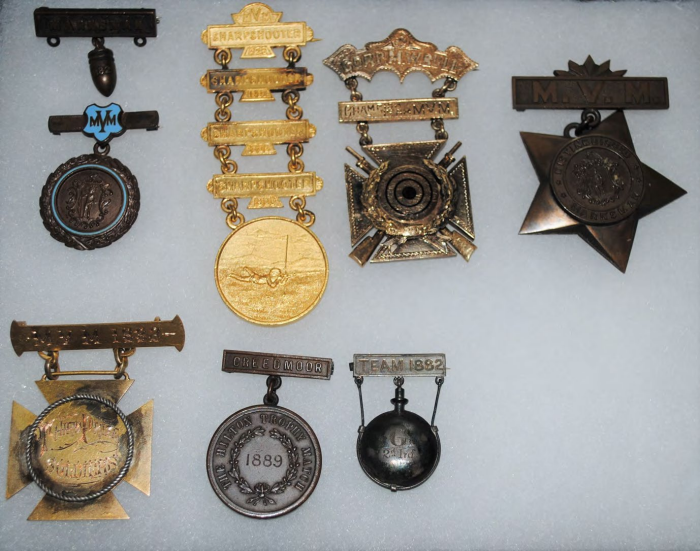 Photo featuring the marksmanship medals believed to have been stolen from the Springfield Armory, a National Historic site, several decades ago.