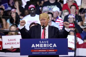 Former President Donald Trump speaks at a Save America rally Friday, July 22, 2022, in Prescott