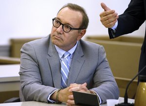 Actor Kevin Spacey attends a pretrial hearing on Monday, June 3, 2019, at district court in Nantucket, Mass.