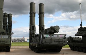 Russia's long range surface-to-air missile systems S-300v - 9S32 missile system at Engineering Technologies international forum