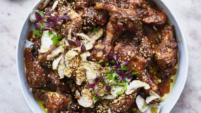 Sticky honey soy chicken.