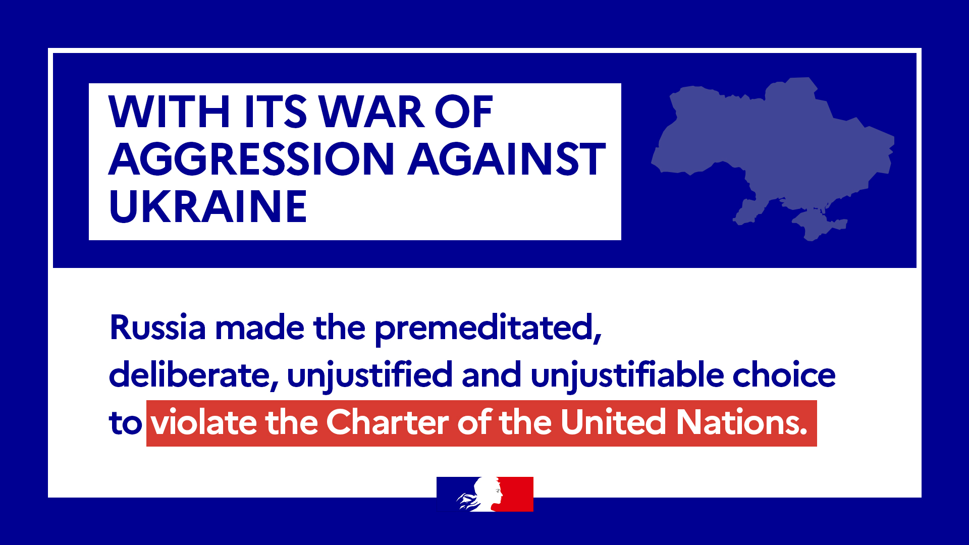 With its war of aggression against Ukraine
Russia made the premeditated, deliberate, unjustified and unjustifiable choice to violate the Charter of the United Nations.
