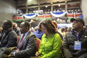 Recently elected MPs and governors from Azimio party, led by presidential candidate Raila Odinga, gather at their campaign headquarters in Nairobi, Kenya, Saturday, Aug. 13, 2022