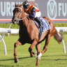 James McDonald and star sprinter Nature Strip take the TJ Smith Stakes at Randwick in April.