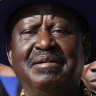 Kenyan presidential candidate Raila Odinga, centre in downtown Nairobi, rejected the results of the election.