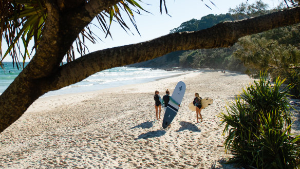 Locals surfing at Byron Bay.