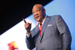 George Foreman speaking at the 2016 FreedomFest at Planet Hollywood in Las Vegas, Nevada