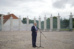 German Chancellor Olaf Scholz briefs the media prior to a two days cabinet meeting at the German government guest house in Meseberg, north of Berlin, Germany, Tuesday, Aug. 30, 2022.