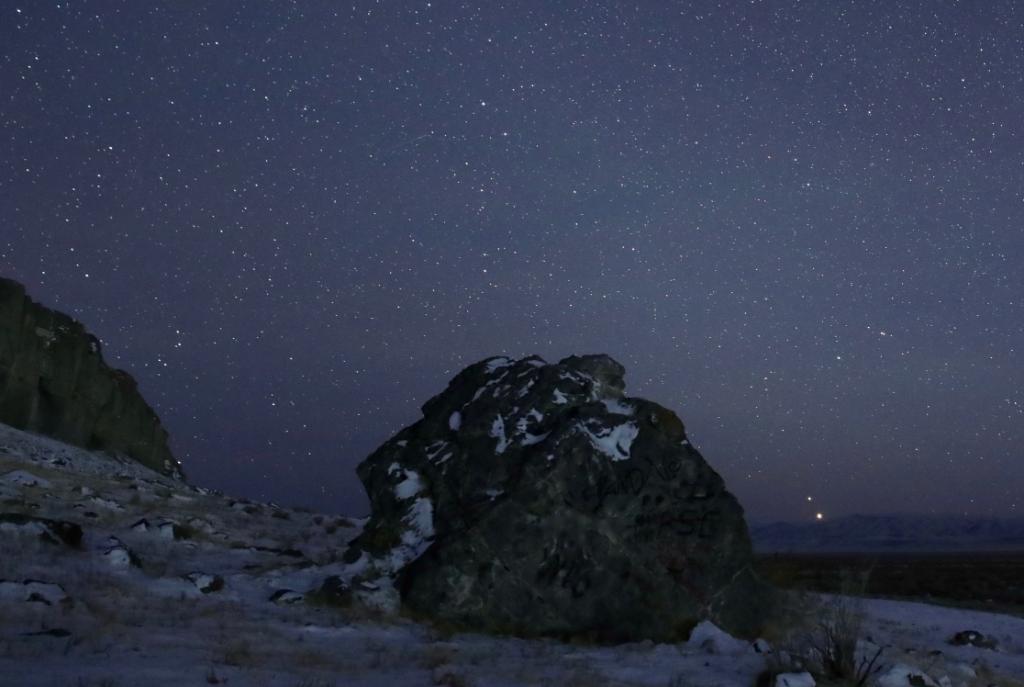 Saturn and Jupiter just before their great conjunction on Dec. 21, 2020.

Skull Valley, Utah.