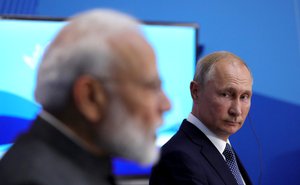 Indian Prime Minister Narendra Modi and Russian President Vladimir Putin make Press statements following talks